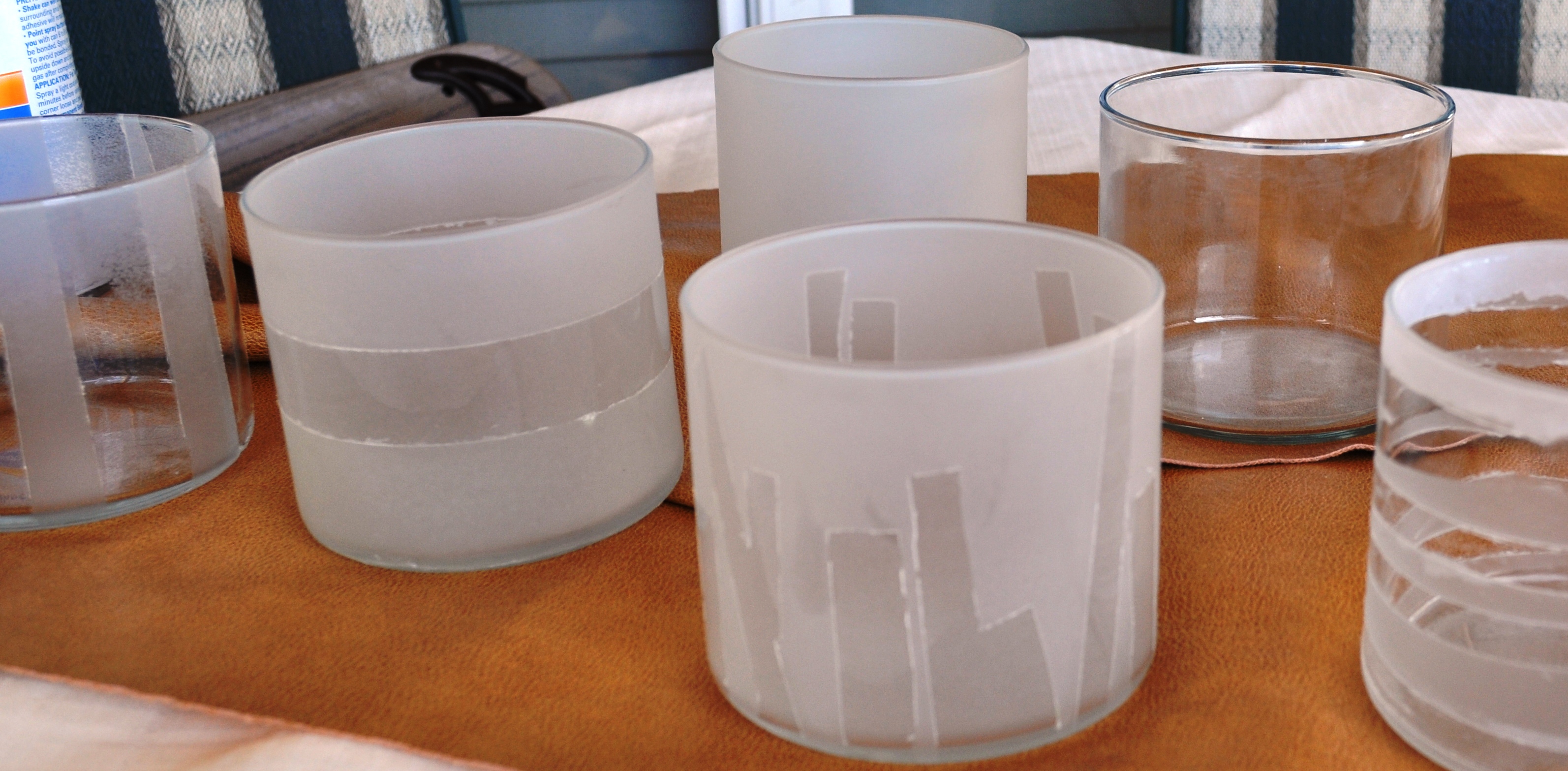 Etched glass candle holders